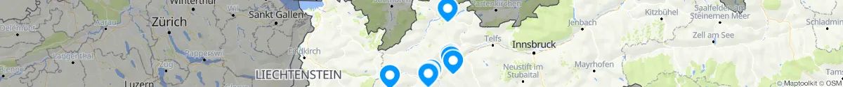 Kartenansicht für Apotheken-Notdienste in der Nähe von Steeg (Reutte, Tirol)
